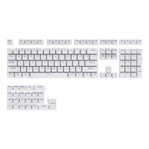 OEM PBT Double-Shot Keycap Set - White and Blue Letter
